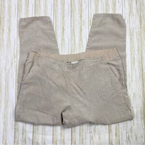 J. Jill Love Linen Tan Brown Linen Pull On Cropped Pants